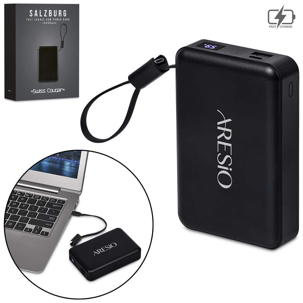 Swiss Cougar Salzburg Fast Charge 65W Power Delivery & Quick Charge Power Bank 15,000mAh