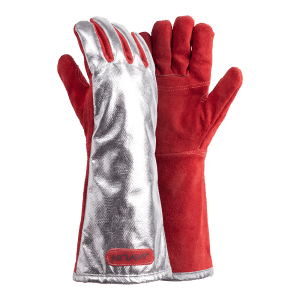 Premium Red Leather Heat Gloves With Aluminised Back
